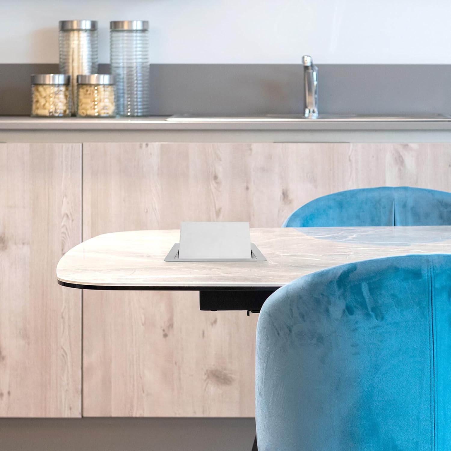 Artibetter Recessed Trash Can Lid Stainless Steel Swing Flap Cover Drop-in Trash Chute Lid Countertop Waste Bin Cover for Kitchen Bathroom Office Use