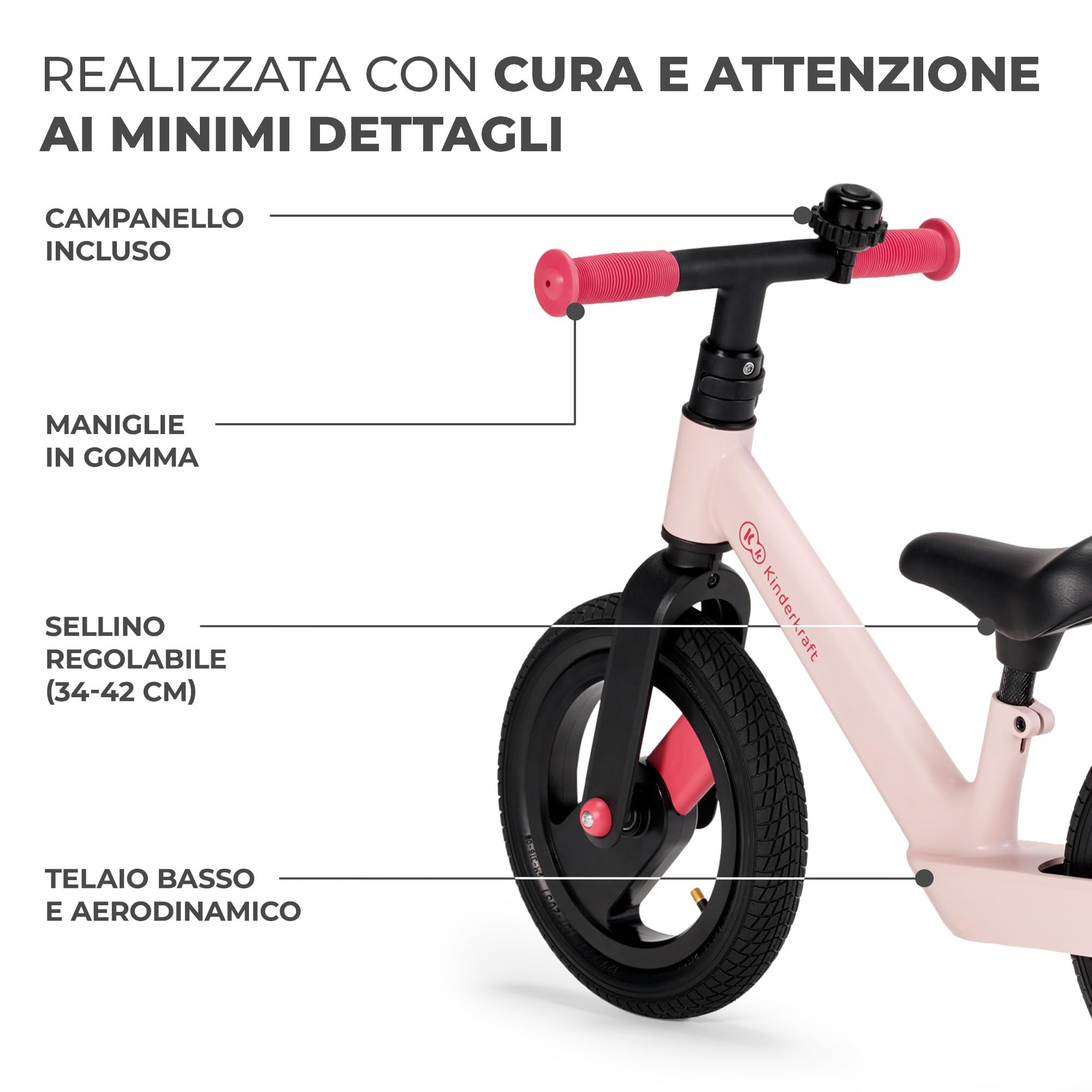 Kinderkraft GOSWIFT Bicicletta Bambini 3-5 anni 12 Pollici, Ultraleggero, Bici senza Pedali, Sella Regolabile