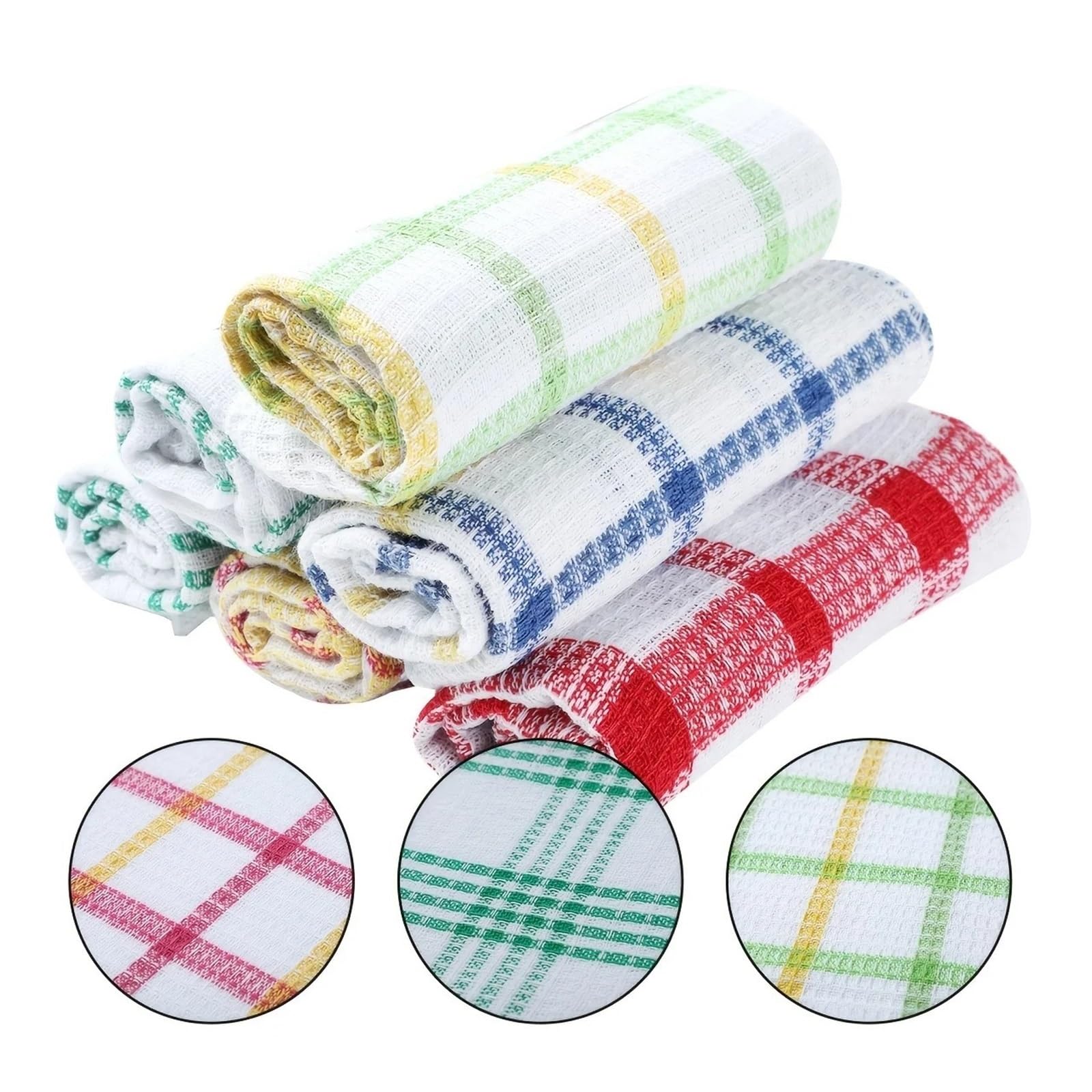 kitchen towels Strofinacci in cotone e lino scozzese da 28-32 cm | Asciugamani da cucina assorbenti (stile casuale)(RANDOM-10PCS)