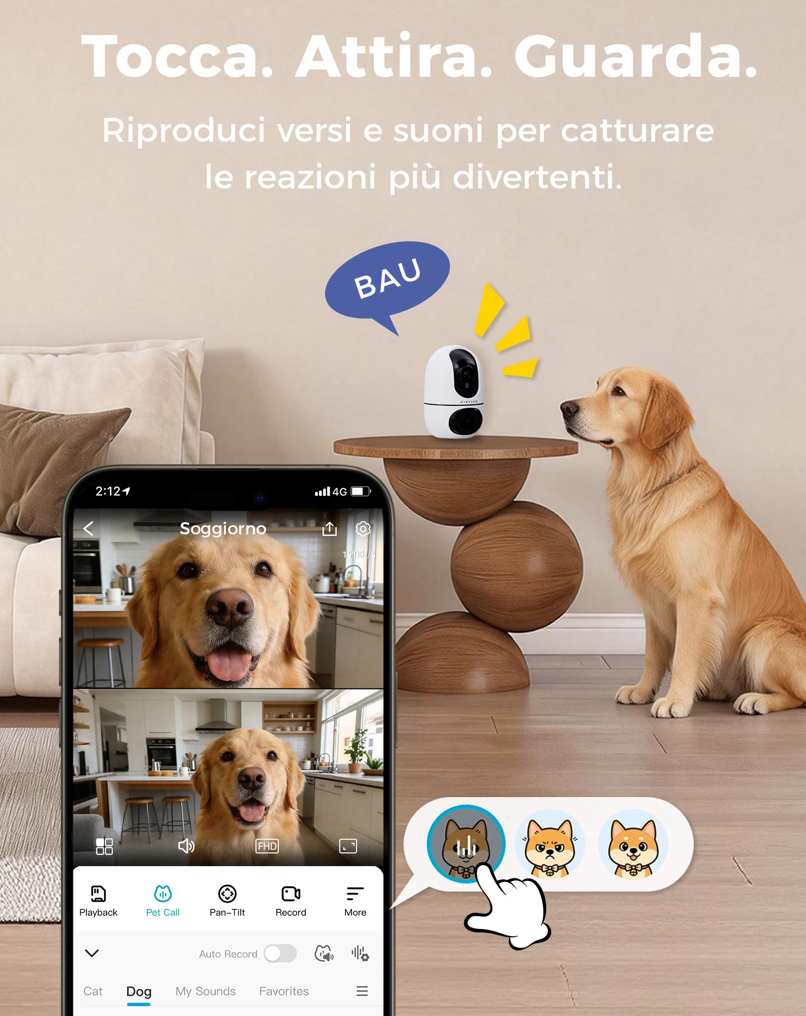 VIRTAVO XD1‑PRO Telecamera Wi‑Fi Interno Doppio Obiettivo, 2 Viste in 1 Schermo, 360° Pan/Tilt/Zoom, Smart Tracking, Audio Bidirezionale, Visione Notturna, Wi‑Fi 6 2,4/5 GHz, Senza Abbonamento