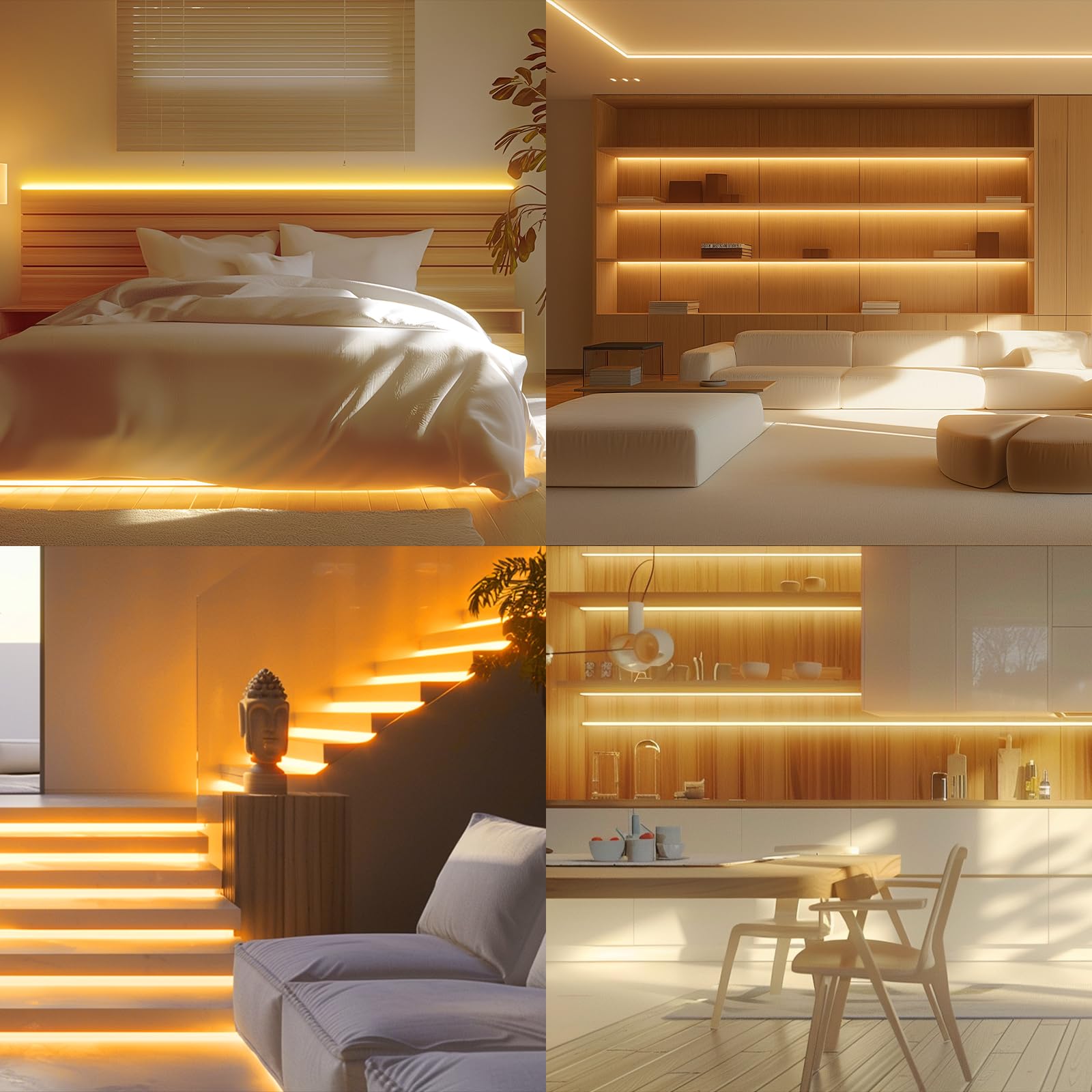 COB LED Streifen 12M Warmweiß 3000K Dimmbar 24V CRI92+ LED Strip 8mm mit Fernbedienung & Netzteil