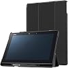 PC Tec docomo arrows Tab F-02K Case Magnetic Closure with Stand Function Trifold Cover Thin Lightweight Stand Function PU Leather Case Black