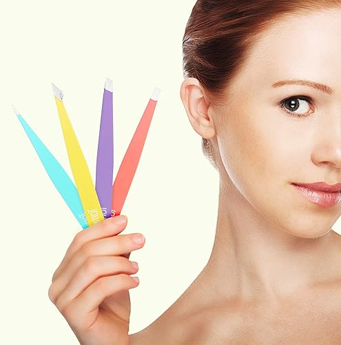 Miniatura 6 de Tweezers for Eyebrows, Slant Tip and Pointed Eyebrow Tweezer Set Great Precision for Eyebrows Facial Hair, Ingrown Hair, Splinter, Blackhead and