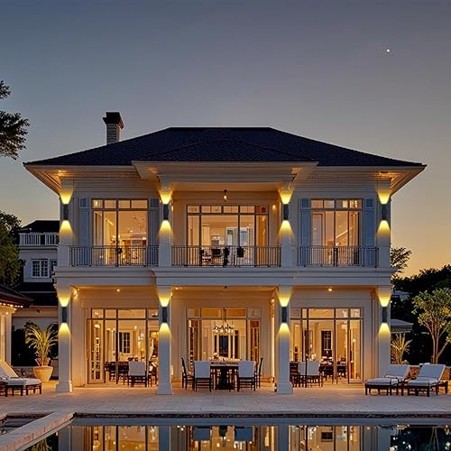 Miniatura 46 de Paquete de 4 lámparas de pared del anochecer al amanecer, modernas luces de pared para exteriores con bombillas LED, lámpara cilíndrica negra