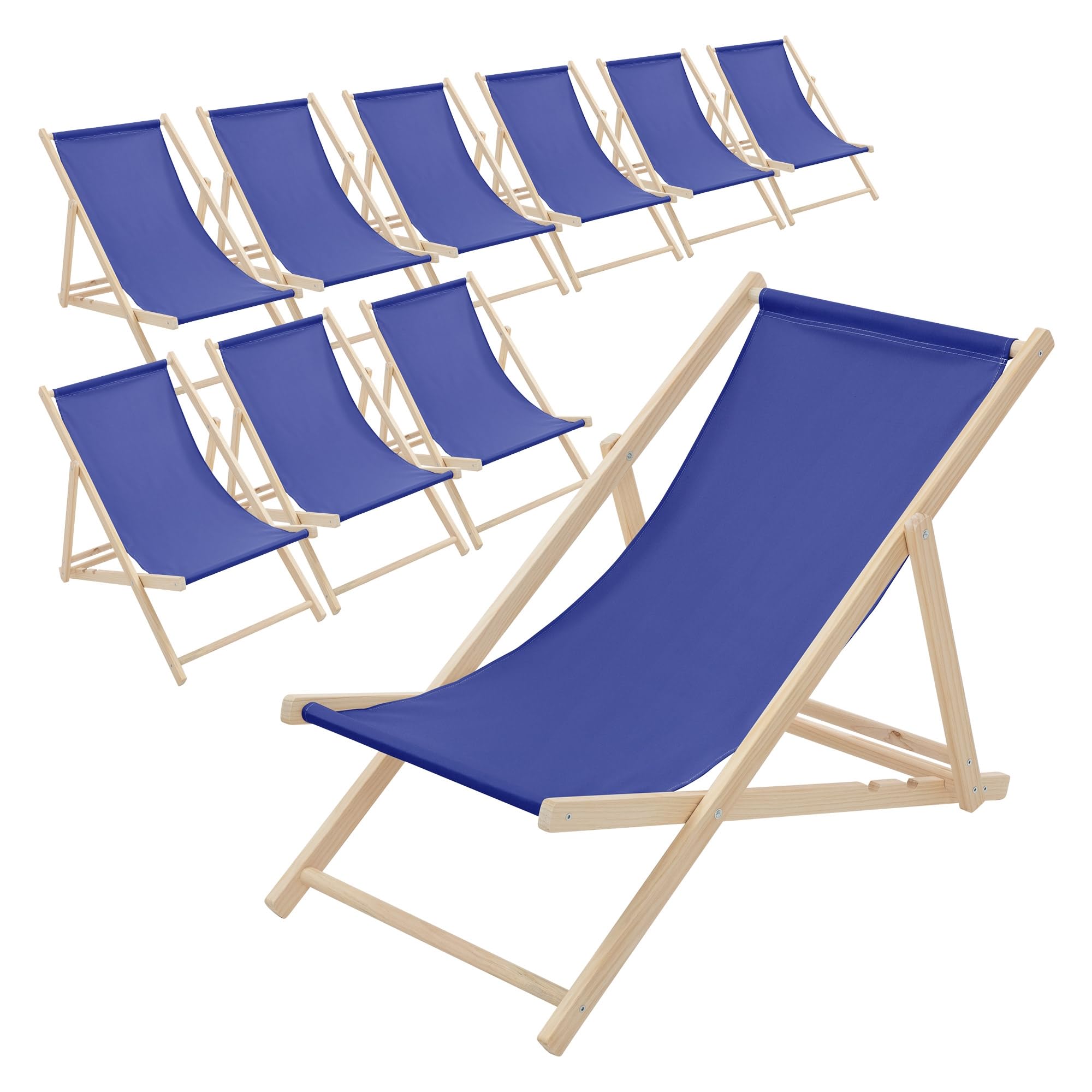 Chaises longues pliantes bleu foncé pour vos journées à la plage et au jardin