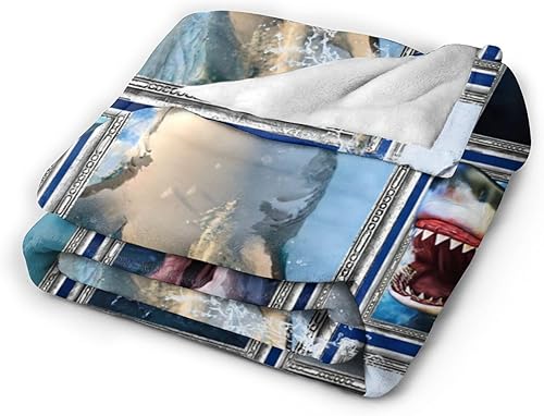 Miniatura 3 de Manta de tiburón para los amantes de los tiburones, regalo de franela de vellón con tiburones peces oceánicos, manta acogedora de felpa ultra suave