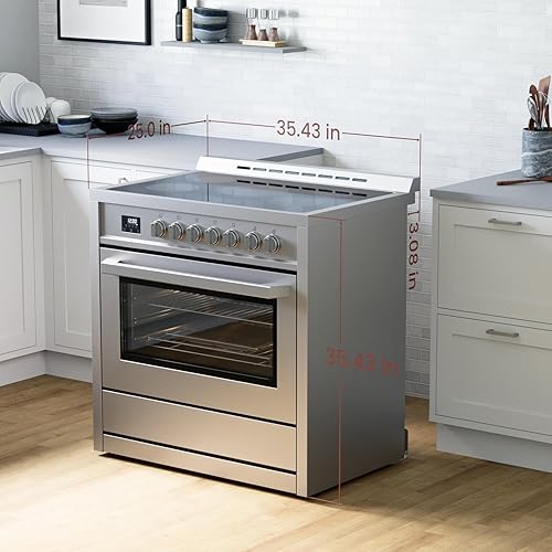 Miniatura 3 de Rangaire RRE361TS Cocina Eléctrica de 36" con Horno y Temporizador - Acero Inoxidable, Quemadores de Estufa Infrarrojos, Convección Verdadera,
