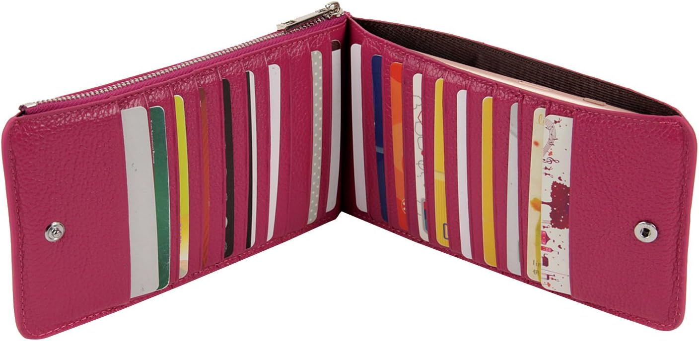 Yafeige Womens Wallet RFID Blocking Bifold Genuine Leather Multi Card Organizer Wallet with Zipper Pocket(Purple)