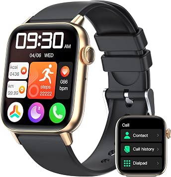 Smart Watch for Women Answer/Make Call, Fitness Watch with Heart Rate Sleep Monitor, 1.83" Touch Screen Bluetooth Smart Watch for iPhone Android Phone, Waterproof Activity Tracker Watch Gold