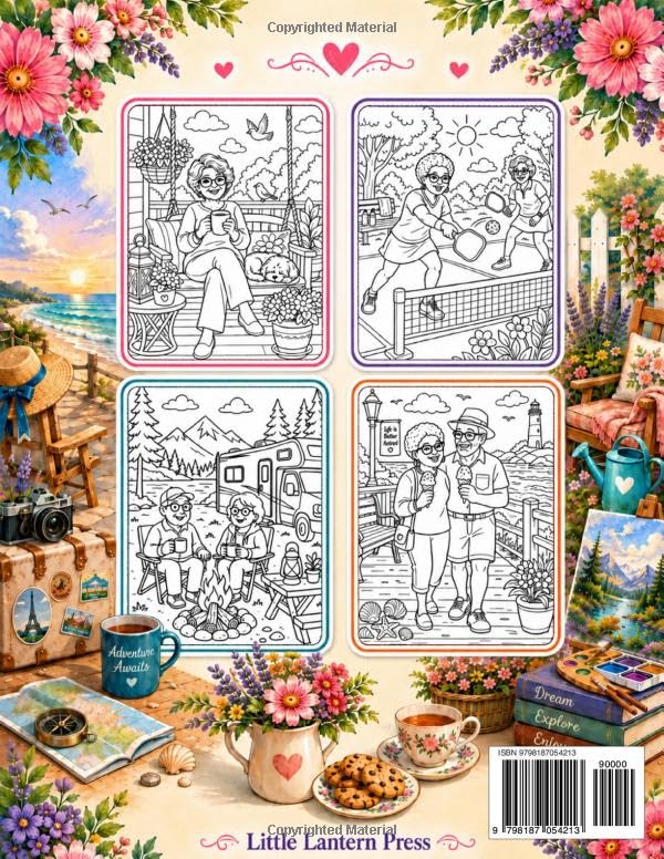 Happy Retirement Coloring Book for Women: Her Best Chapter Yet: 50 Big and Easy Scenes of Travel, Hobbies, Relaxation, and New Adventures image 3