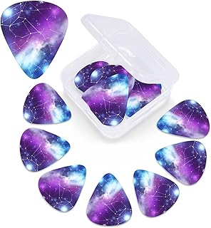 Magic Space print Guitar Picks 12 Pack Personalized Guitar Picks with Storage Box Guitar Accessories for Ukulele Electric Acoustic Guitars Bass