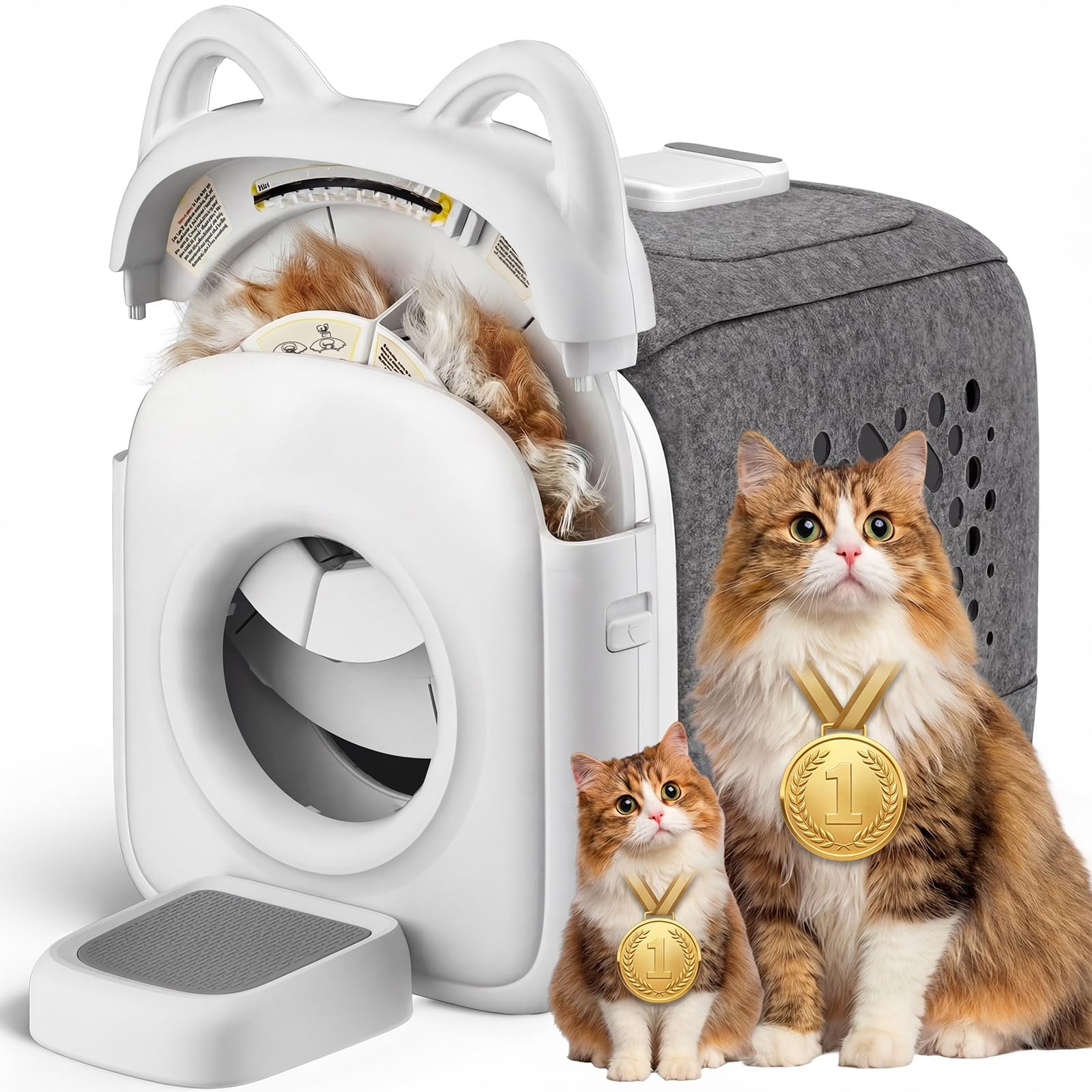 PawSwing Auto Cat Self Groomer House with Hair Removal System Cat Hair Removal Products for Indoor Cats Self-Cleaning Pet Hair Remover Tool Gentle