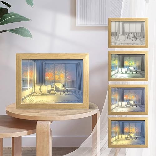 Miniatura 2 de AOOKOMU Pintura ligera decorativa con luz LED, marco de fotos para pared, dormitorio, sala de estar, decoración del hogar, marco de fotos LED