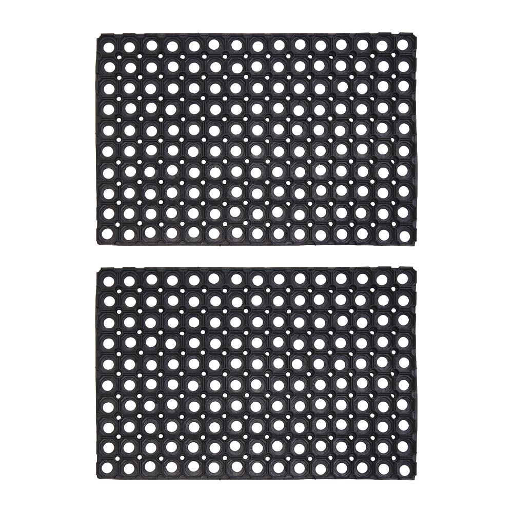 JVL Rondo Rubber Ring Scraper Doormat, 40x60cm, Pack of 2