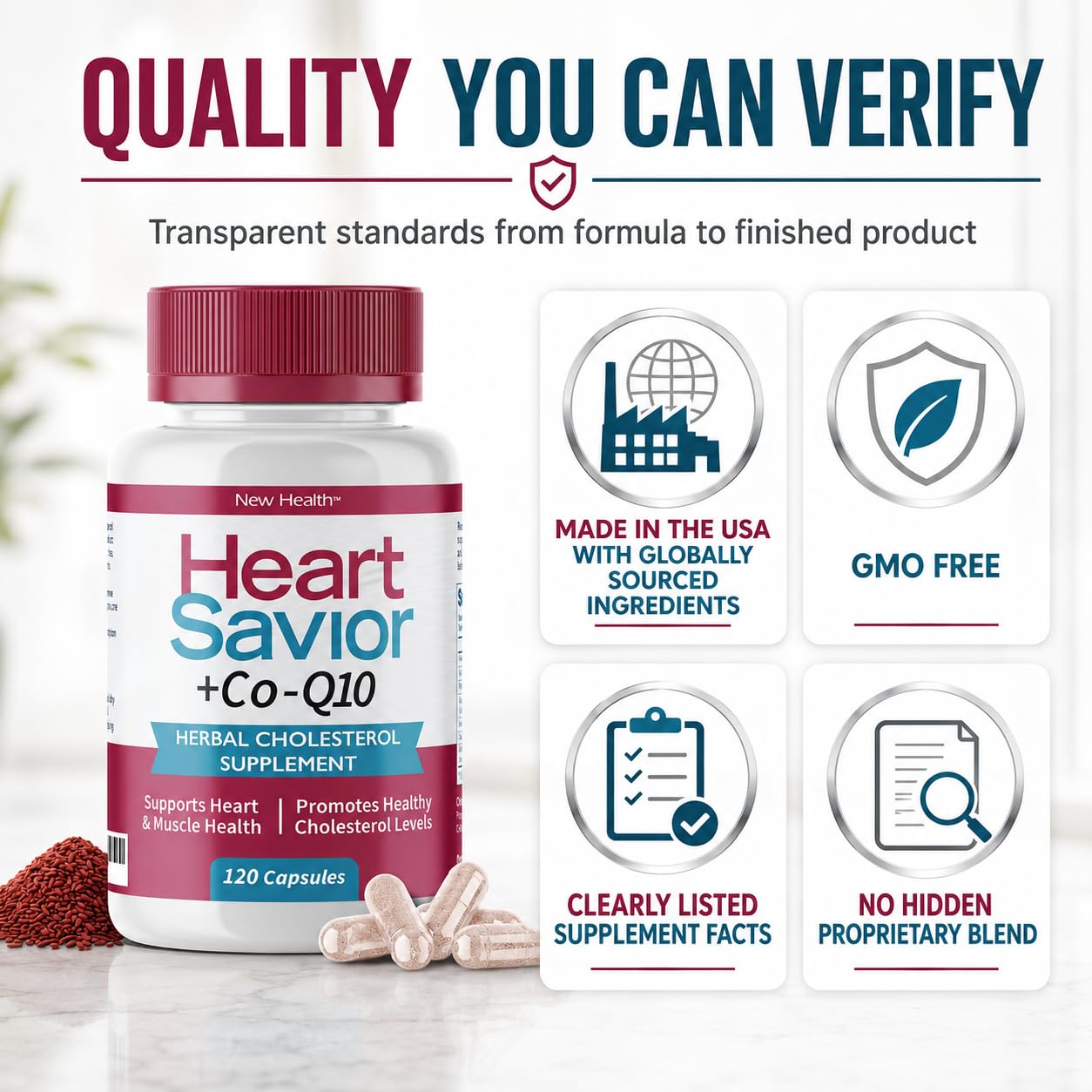 HeartSavior Natural Cholesterol Support Supplement with Red Yeast Rice — Amazon image 8