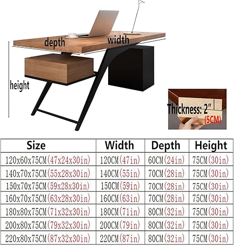 Miniatura 3 de Escritorio para computadora de madera maciza para oficina en casa, escritorio de estudio, estación de trabajo con cajones y gabinete de