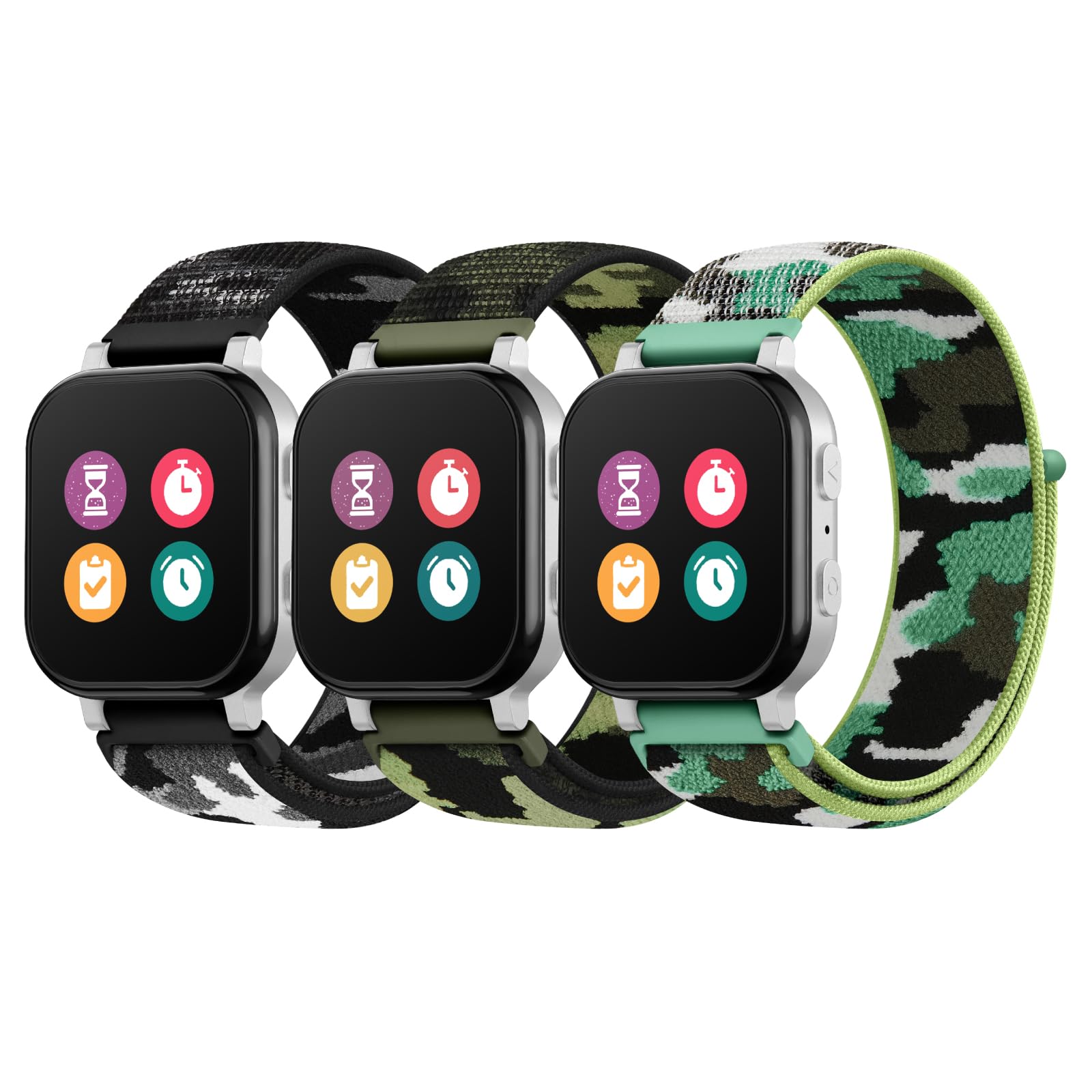 3 Pack Kids Nylon Bands Compatible with Gizmo Watch 3 2 1/Gabb Watch 3e 3 2 1/Sync UP Watch/Cosmo Jr Track Watch, 20mm Hook & Loop Soft Breathable