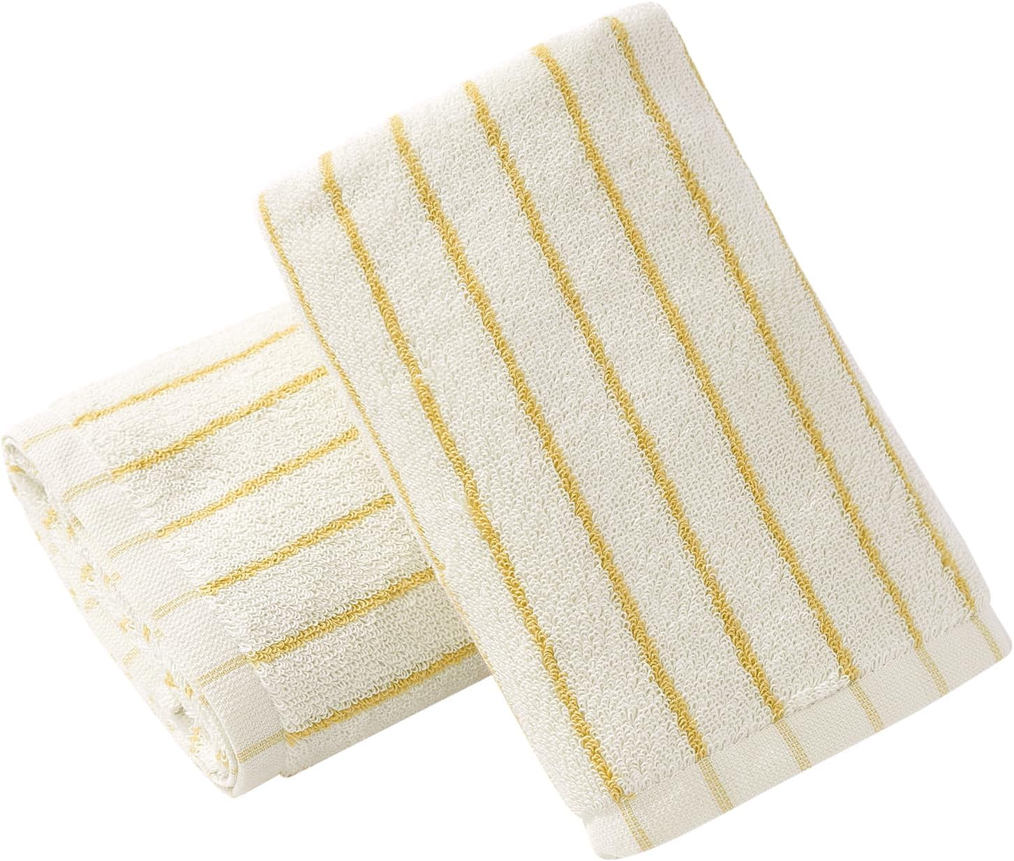 HEAVYWOOD Hand Towels Set of 4 Striped 100% Cotton Reversible, Soft & Absorbent Decorative Hand Towel for Bathroom Clearance (Black/White Stripe, 4Packs)