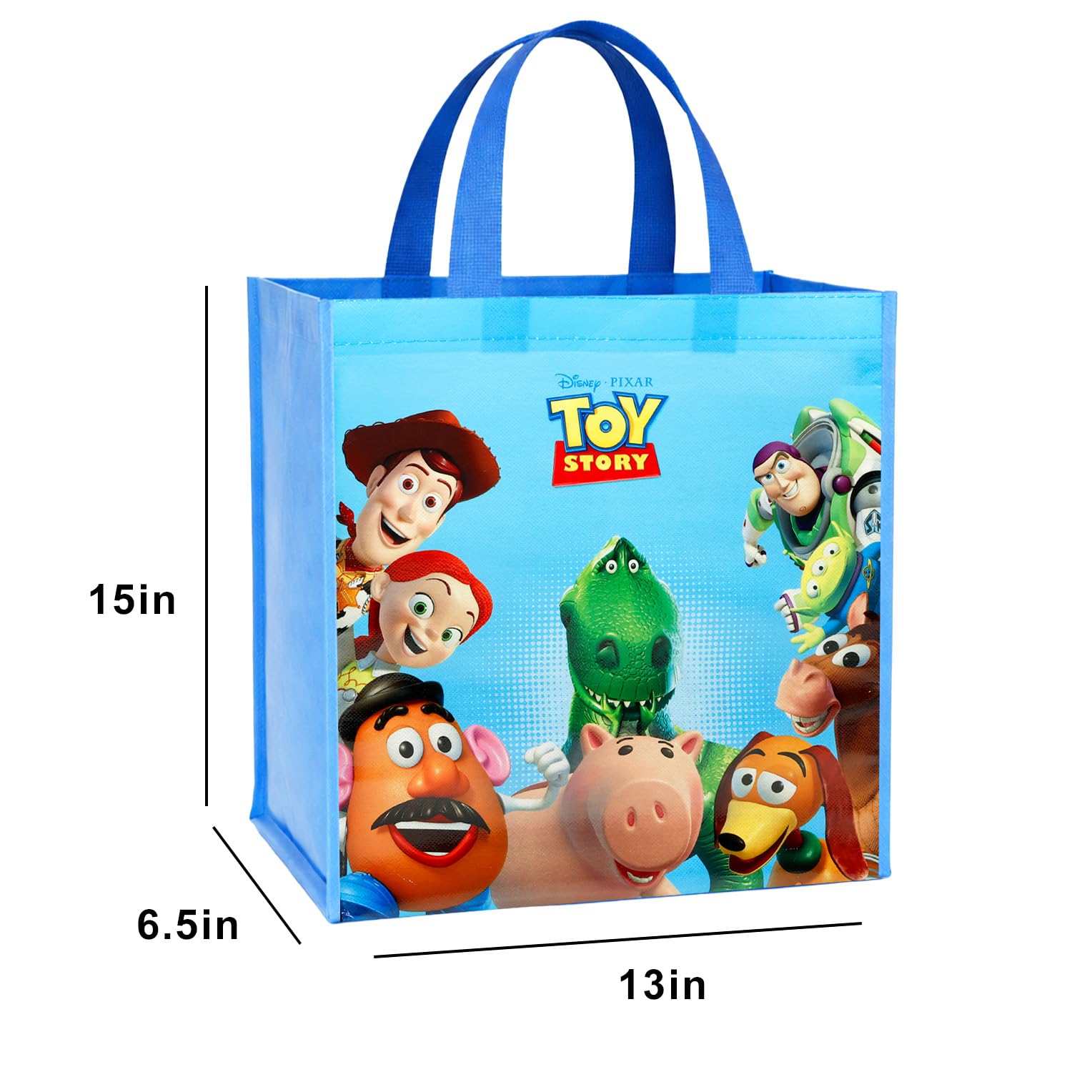 Disney Toy Story Tote Bag Accessories Set with 15" Grocery Bag Featuring Woody, Buzz Lightyear, More | Double-Sided Toy Story Reusable Bags Medium