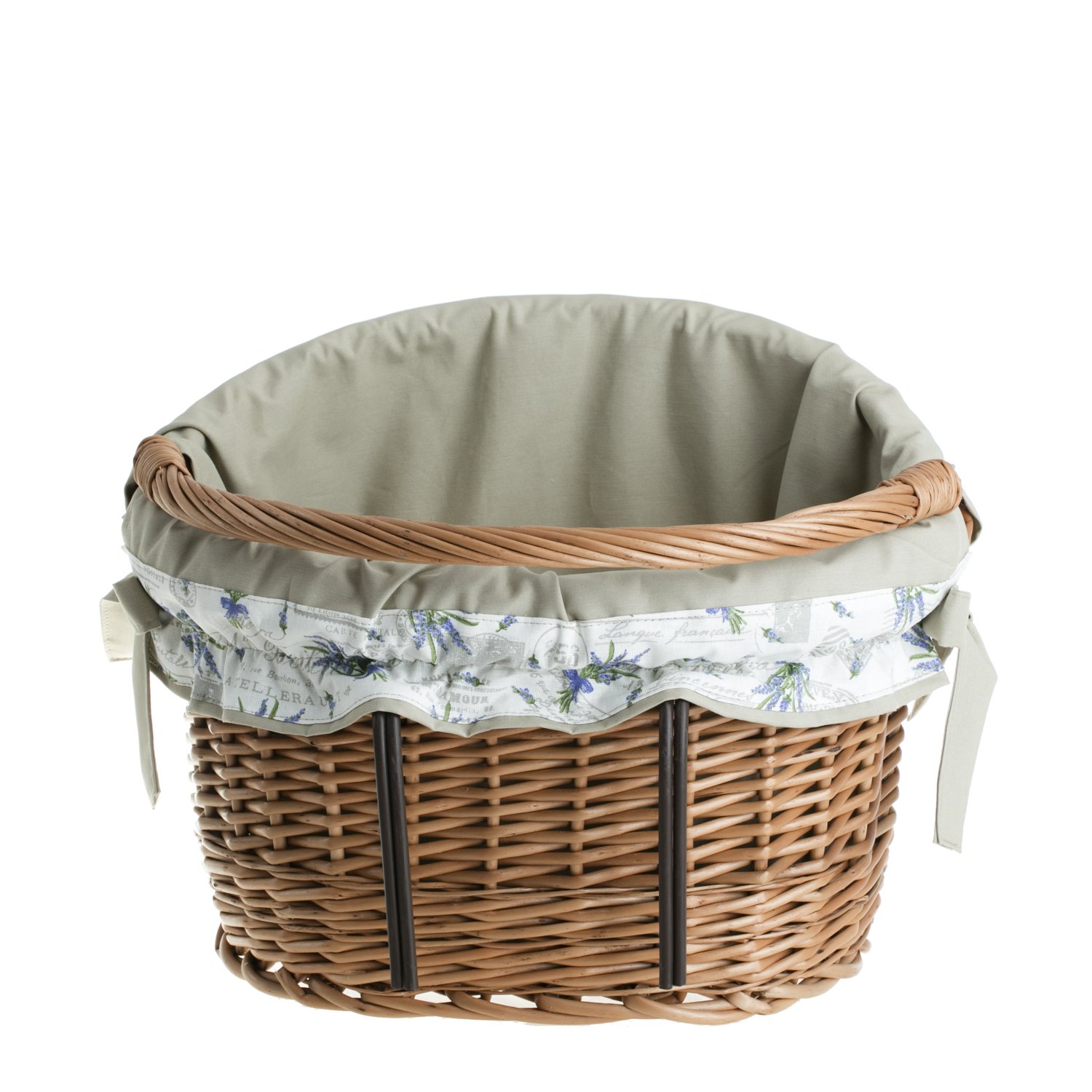 e-wicker24 Panier de Bicyclette en Osier, Panier de vélo en Osier avec poignée de Transport, Panier de vélo avec Doublure Amovible