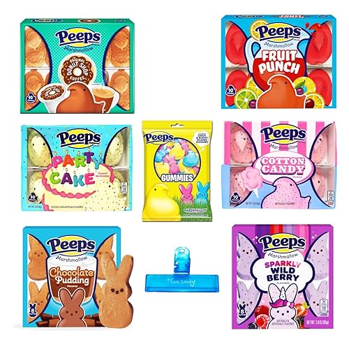 Peeps Marshmallow Candy Surtido de dulces de Pascua Donut Shop Café, bayas salvajes brillantes, gomitas de peeps, pastel de fiesta, caramelo de