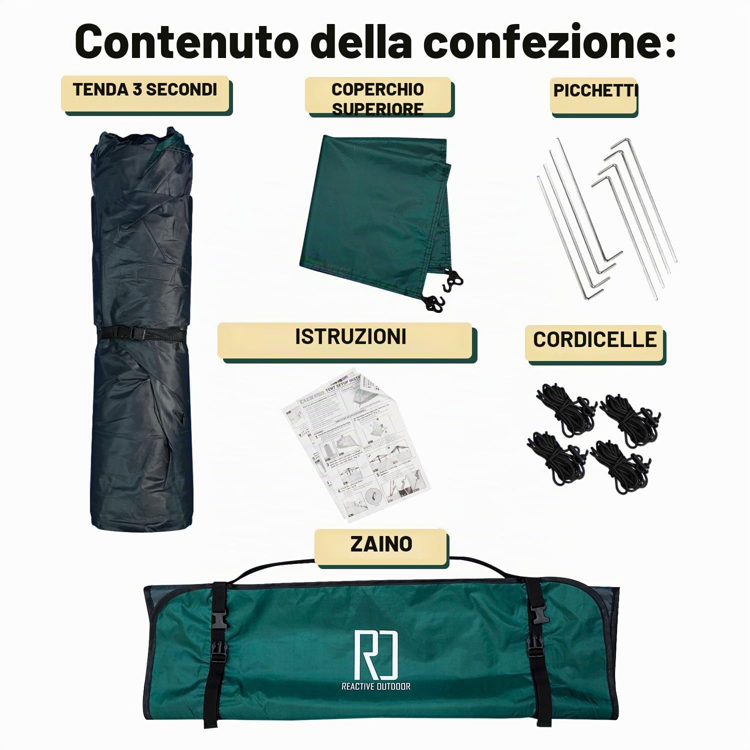 REACTIVE OUTDOOR Second 3 Sec Instant Pop Up 2-3 Easy And Quick 1 Person Setup Waterproof Double Layer Outdoor Camping Tent, Tenda Unisex