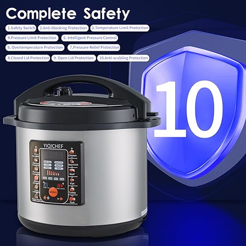 Miniatura 5 de Olla a presión eléctrica digital, 12 cuartos de galón, 16 funciones preestablecidas, multiusos para arroz, pan, guiso