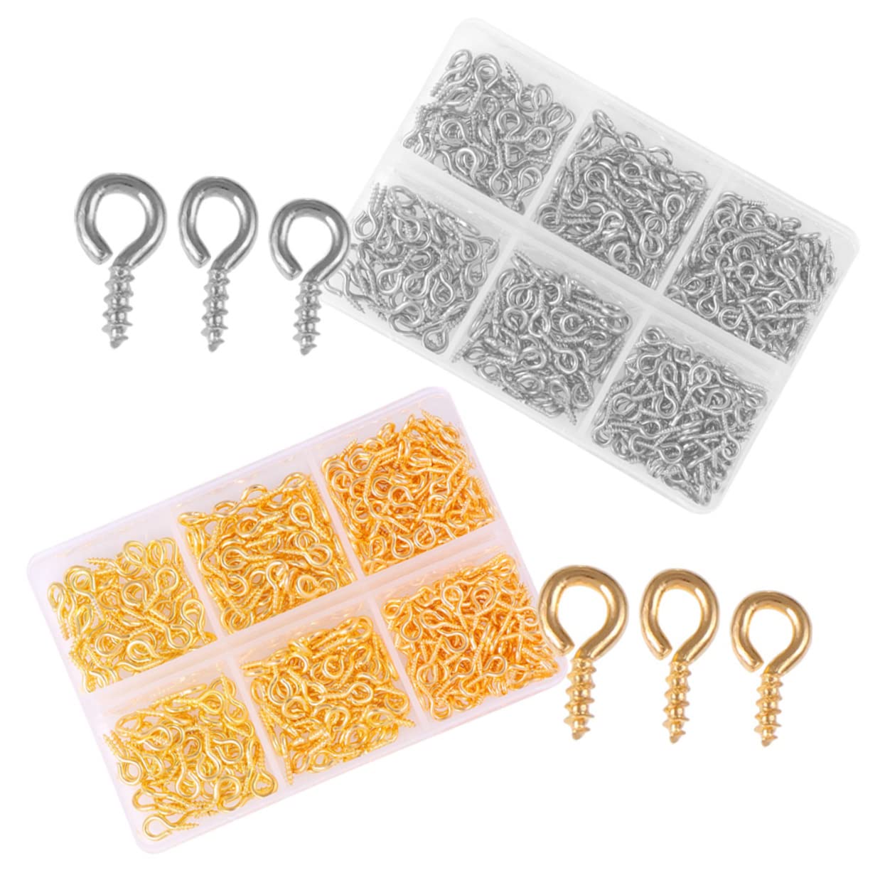 Screw Eye Pins for DIY Jewelry Making Self-Tapping Eyelet Screws in Silver Gold for Necklaces Bracelets and Earrings