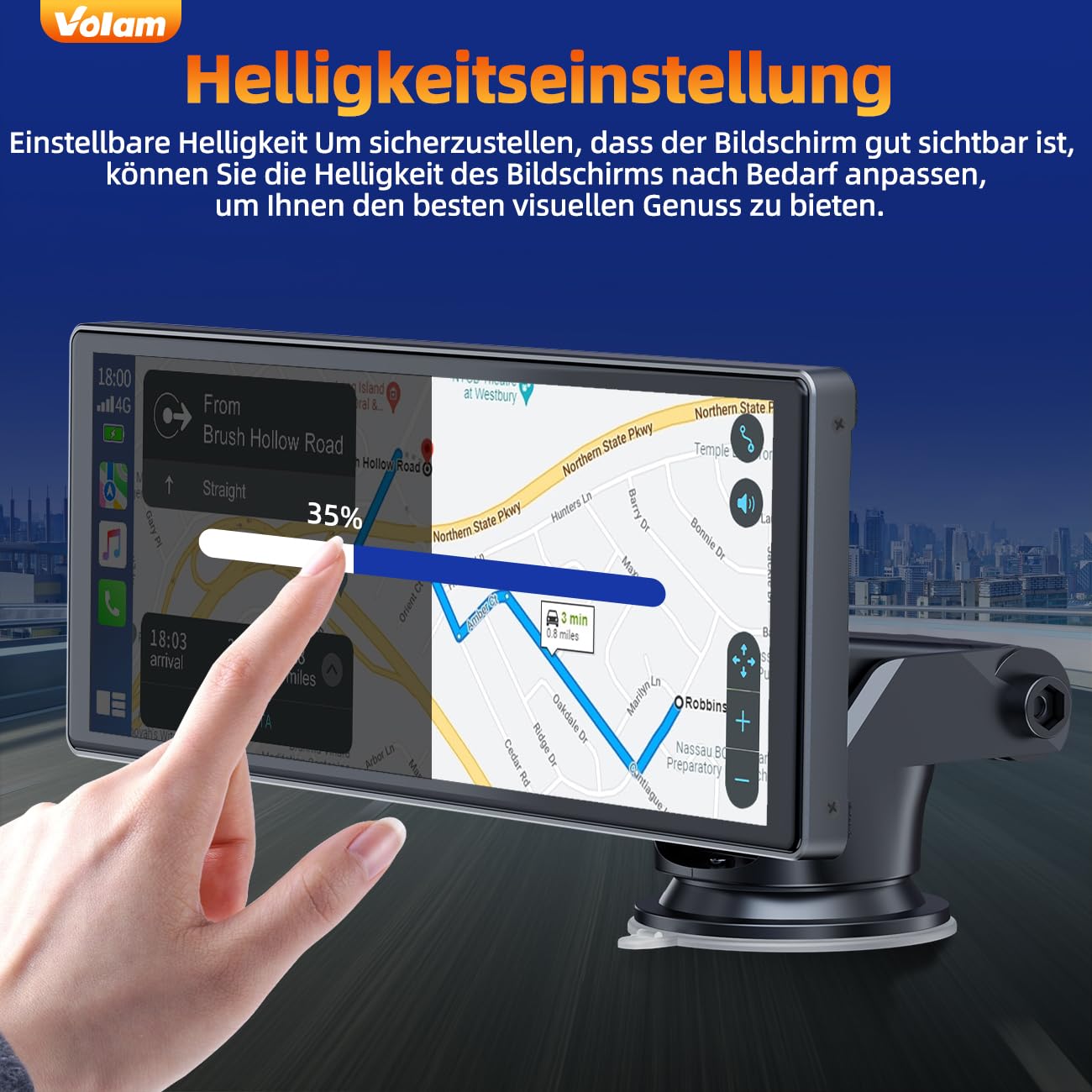 Volam 9.26 Zoll CarPlay Display,Tragbares Autoradios kompatibel mit Apple CarPlay&Android Auto,Car play IPS Touch Screen,Carplay Bildschirm mit siri/GOO-gle,GPS Navigation,Blue-tooth,Mirror Link