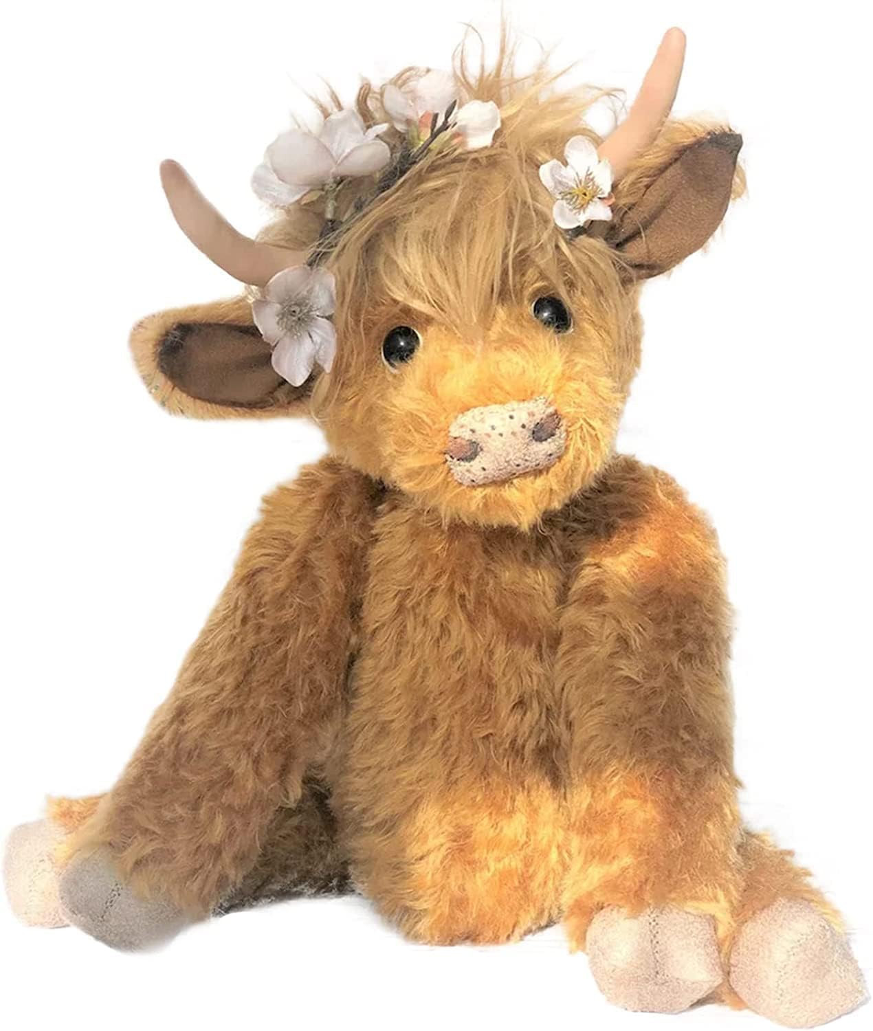 Scottish Highland Cow Plush Toy - Realistic Stuffed Animal, Soft Farm Plushie Decorative Pillow for Birthday, Valentine's Day Gifts for Boys Girls Couple (Brown)