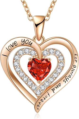 REDBEE Necklaces for Women Birthstone Heart Necklace Jewelry for Wife Girlfriend Woman Necklace