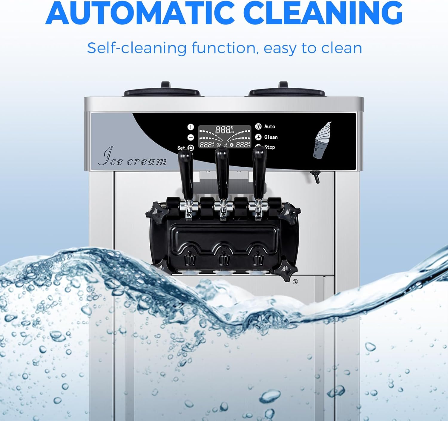 LEEVOT soft serve machine with automatic cleaning function