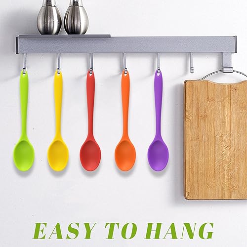 Miniatura 4 de HANSGO 4 cucharas de silicona, cucharas resistentes al calor de colores, cucharas de cocina antiadherentes, cuchara de servir de silicona para