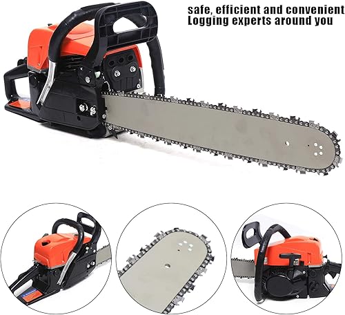 Vista 8 de Motosierra de gasolina de 2 tiempos, 3KW 52CC, motosierra de gasolina inalámbrica de mano de reinicio automático de 35.4 in, para granja, jardín