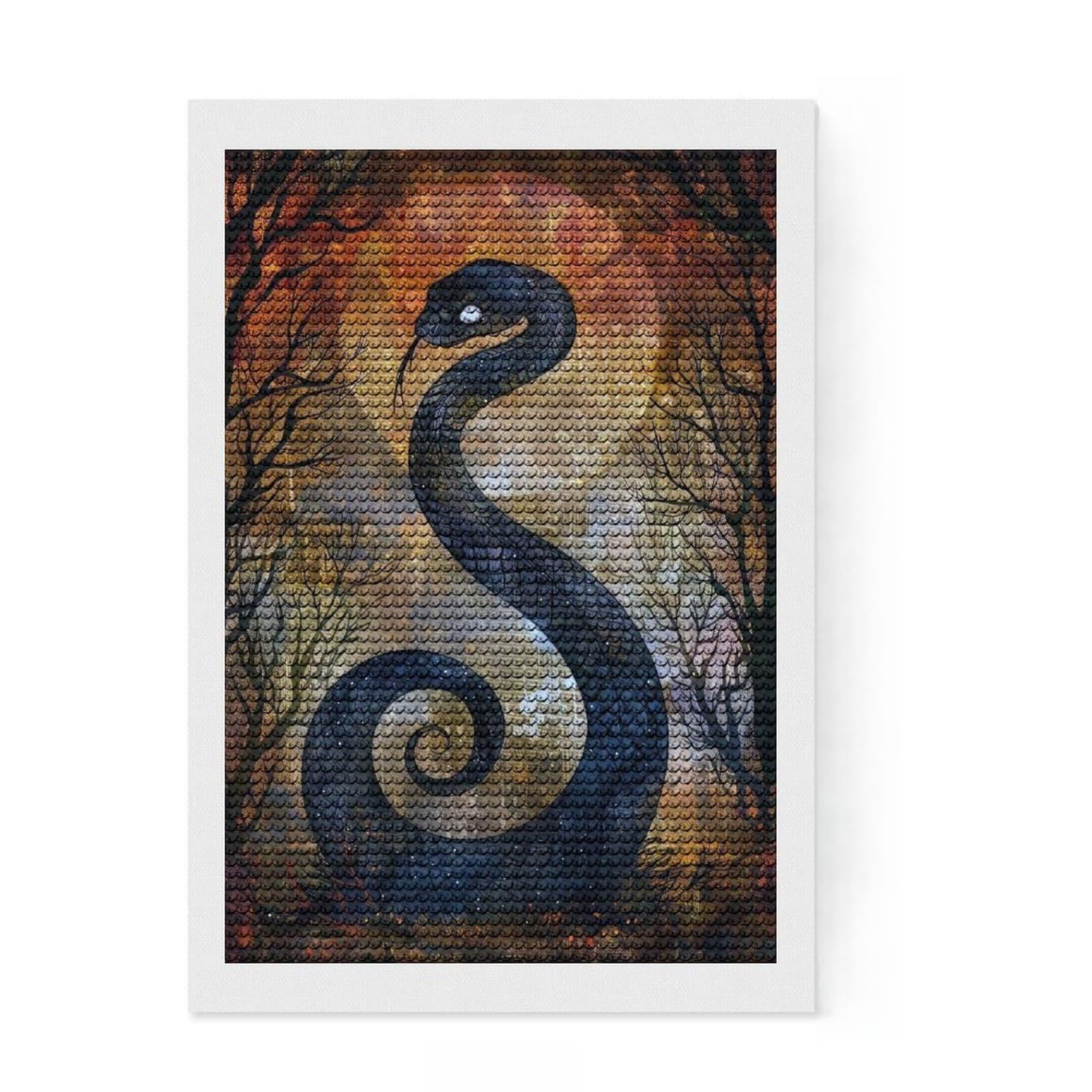Junmoney Serpents Lair Full Drill Diamond Painting Kit 8"x12", Boho Decor, Aesthetic Room Decor, Bedroom Decor, Fun Craft Activity