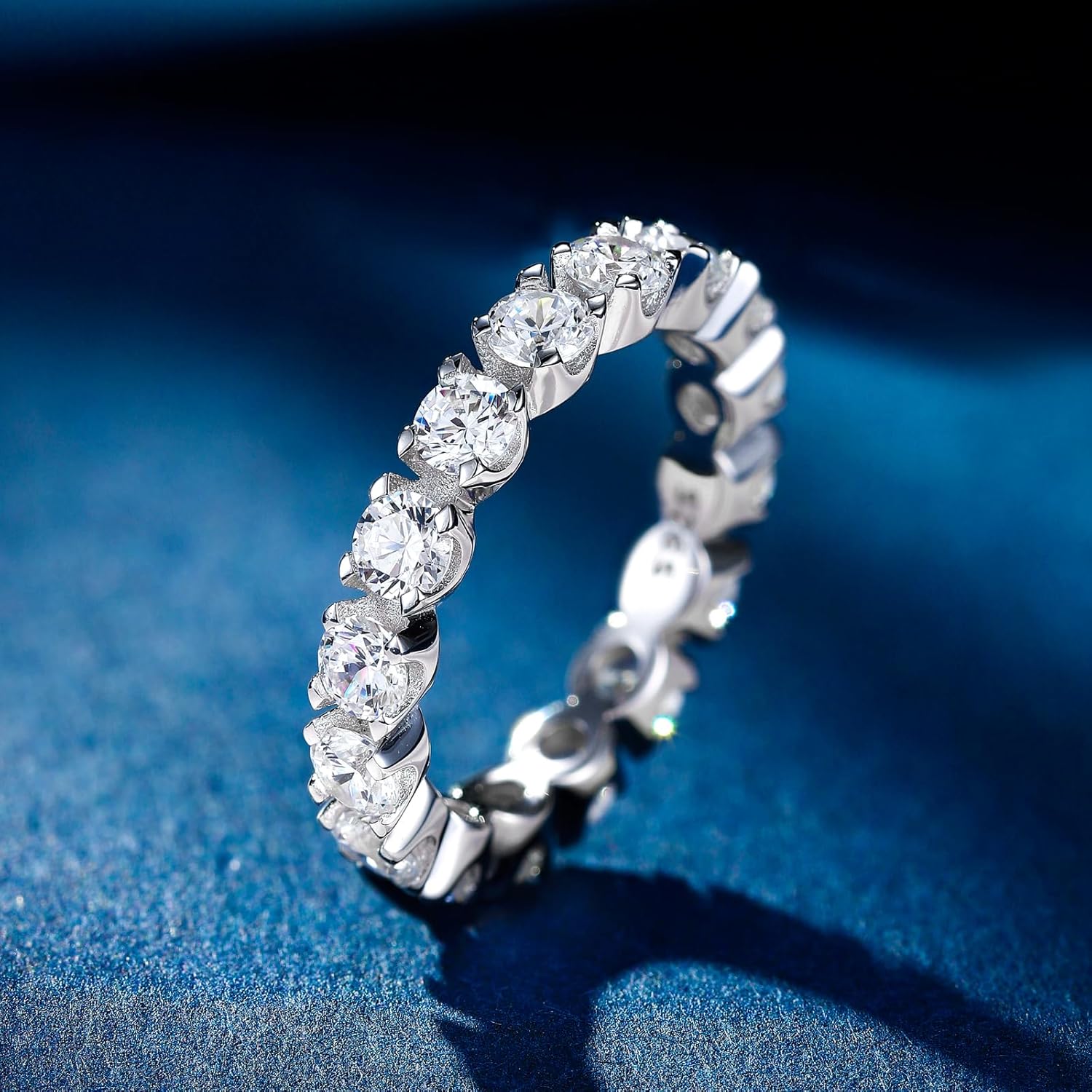 Full Eternity Ring for Women 925 Sterling Silve Wedding Band Round/Oval/Emerald Cut Anniversary Engagement Stackable Rings Size 5-10 - Image 4