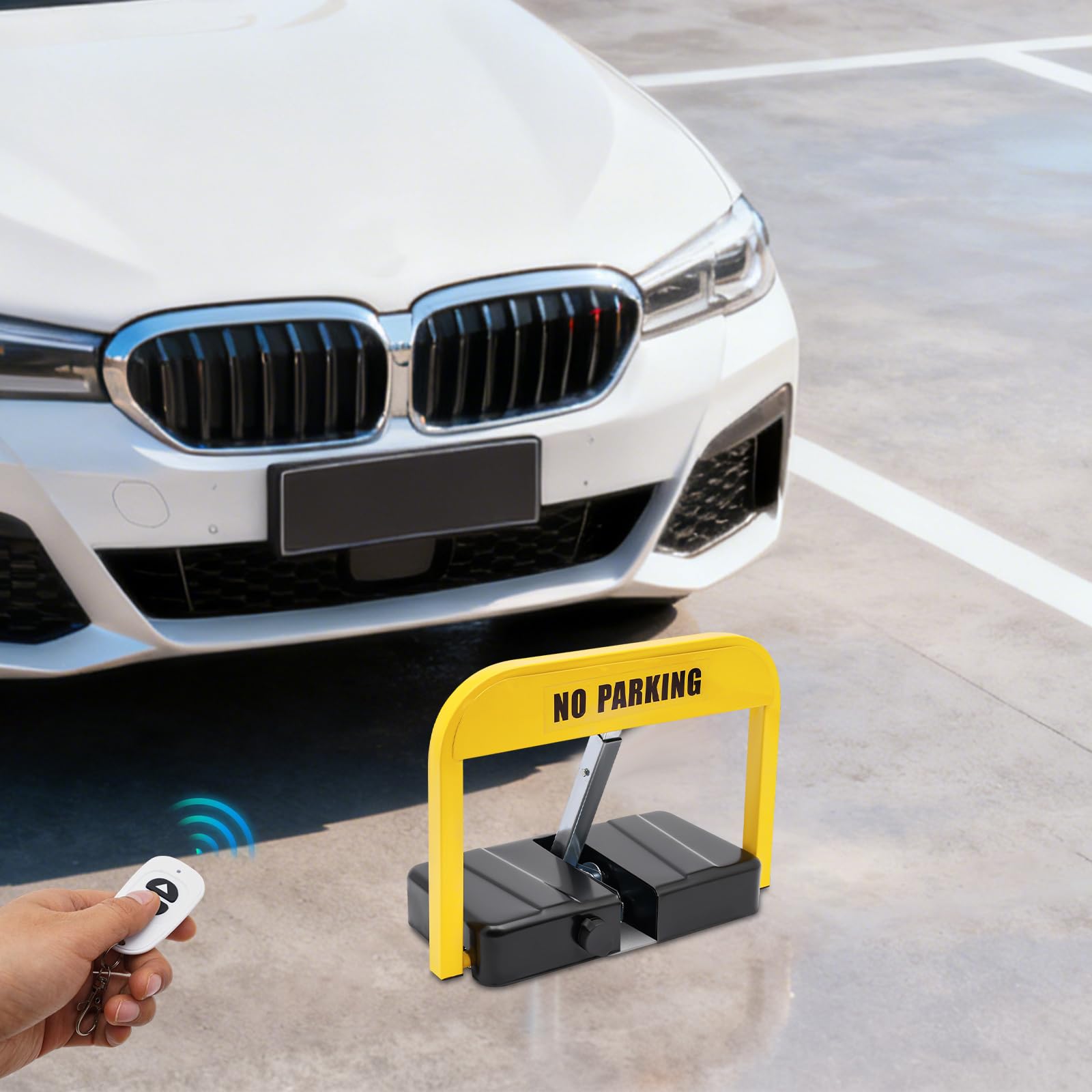 Parkplatzsperre Elektrisch mit Fernbedienung, Elektronische Parkscheibe IP67 Wasserdicht, Automatische Parkscheibe aus Stahl, Radkralle Wegfahrsperre Parkplatzschutz
