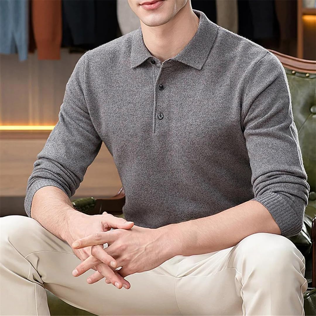 Suéter 100 % de cachemira para hombre, cálido, color liso, suéter de punto de invierno