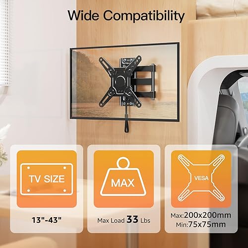 Miniatura 7 de ELIVED Soporte de TV RV para cámper, soporte de pared para TV RV con cerradura para la mayoría de televisores de 13 a 43 pulgadas, giro e