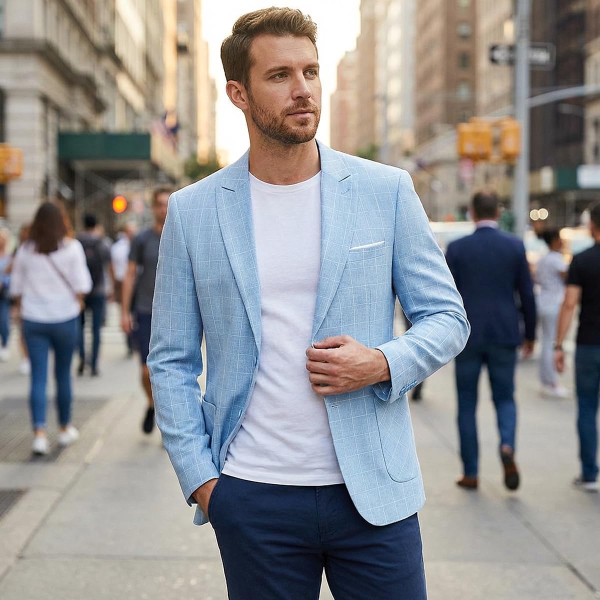 Men's Casual Suit Blazer Slim Fit Sport Jackets for Men Two Button Business Wedding Party Banquet