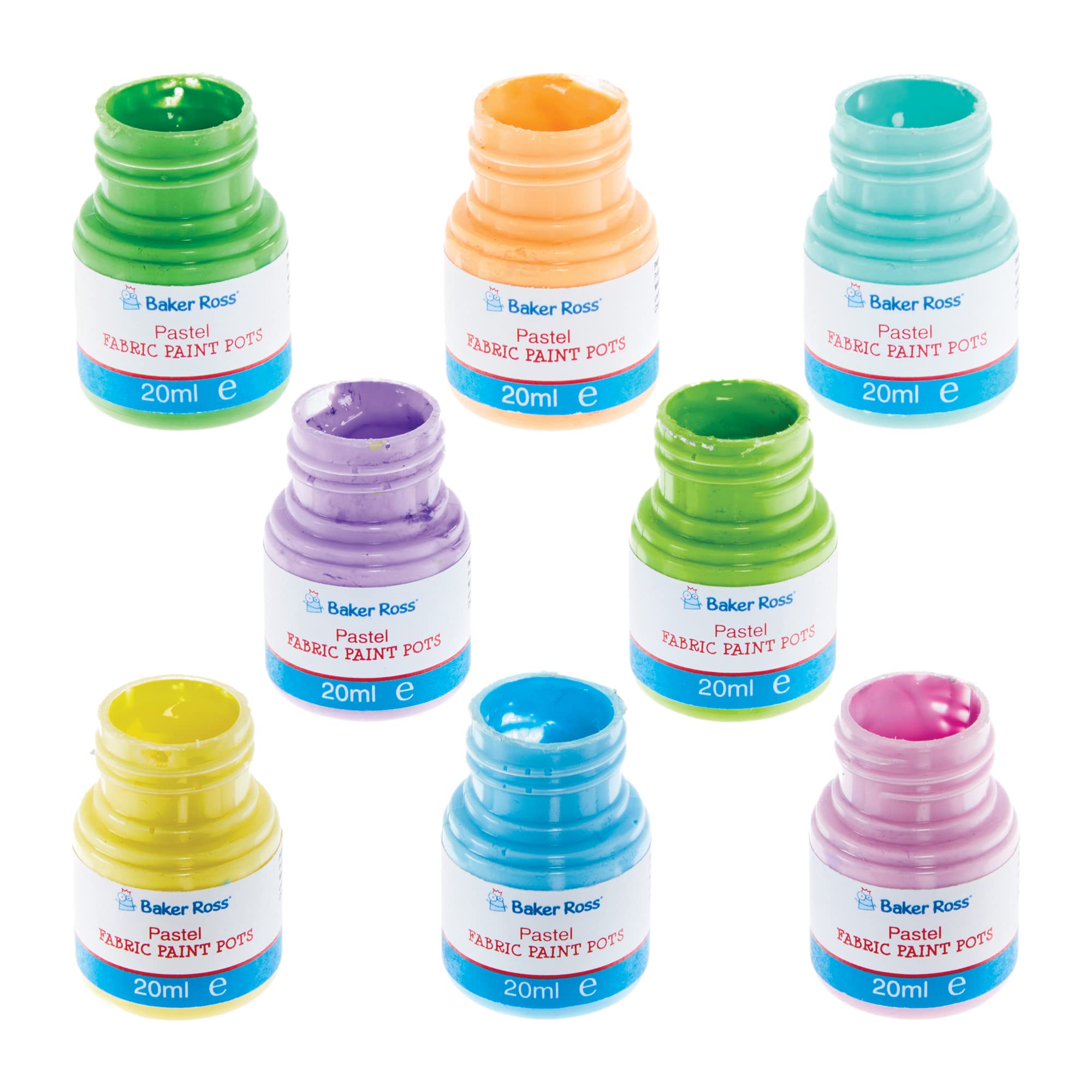 Baker Ross FX482 Pastel Fabric Paint Pots - Pack of 8, Textile Arts and Crafts Accessories