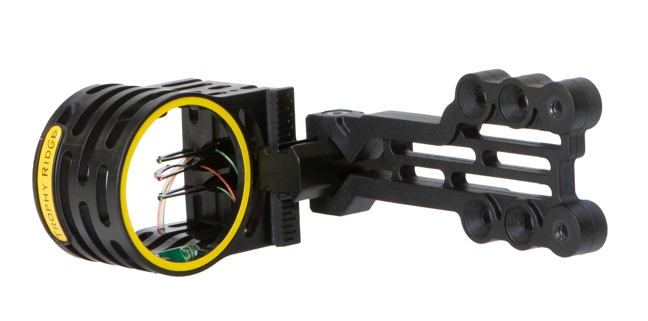 Trophy Ridge Gem 3-Pin Bow Sight – .019” Fiber Optic Pins for Low-Light Accuracy, Reversible Design for Left or Right-Handed Shooters, Removable Level, Yellow Hood Accent for Quick Target Acquisition
