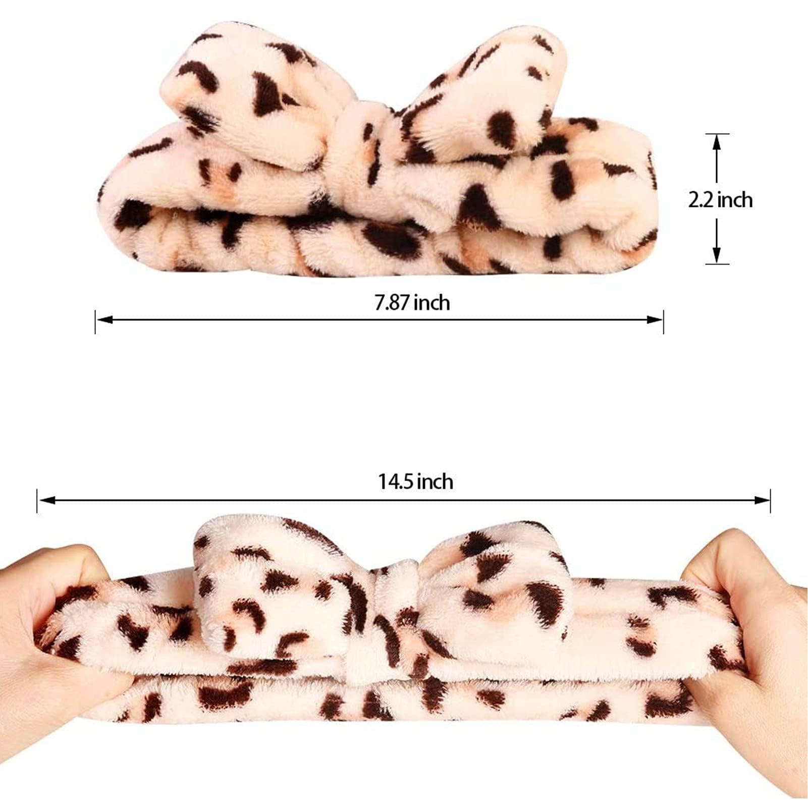 Fascia Per Capelli SPA E Trucco In Morbido Pile Corallo | Con Fiocco, Elastica, Regalo Per Donne E Ragazze - 3