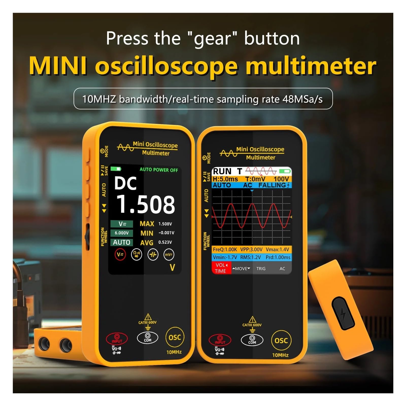 Osciloscopio digital, Osciloscopio portátil 2 en 1, multímetro inteligente y voltímetro profesional