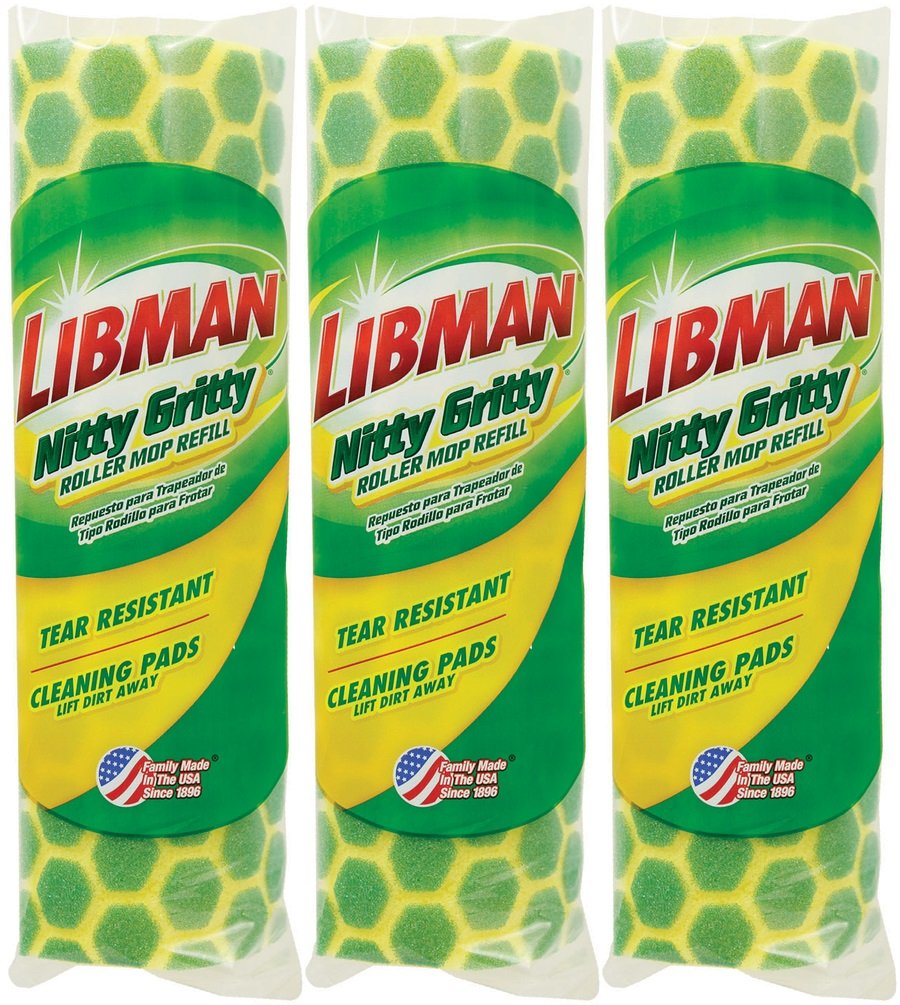 Libman Nitty Gritty Roller Mop Refill (Pack of 3)