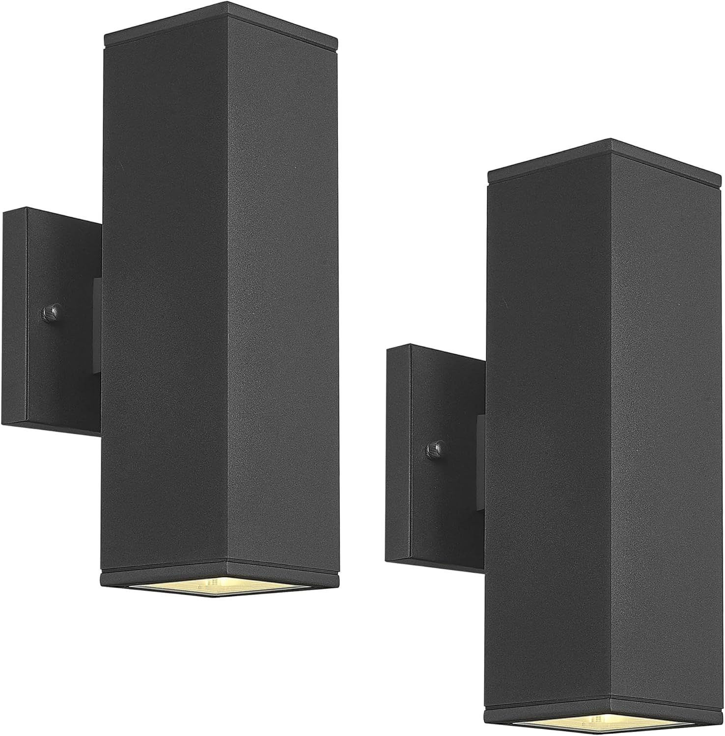 Ken &amp; Ricky Modern Outdoor Wall Light,Aluminum Rectangular,Black,2 PK