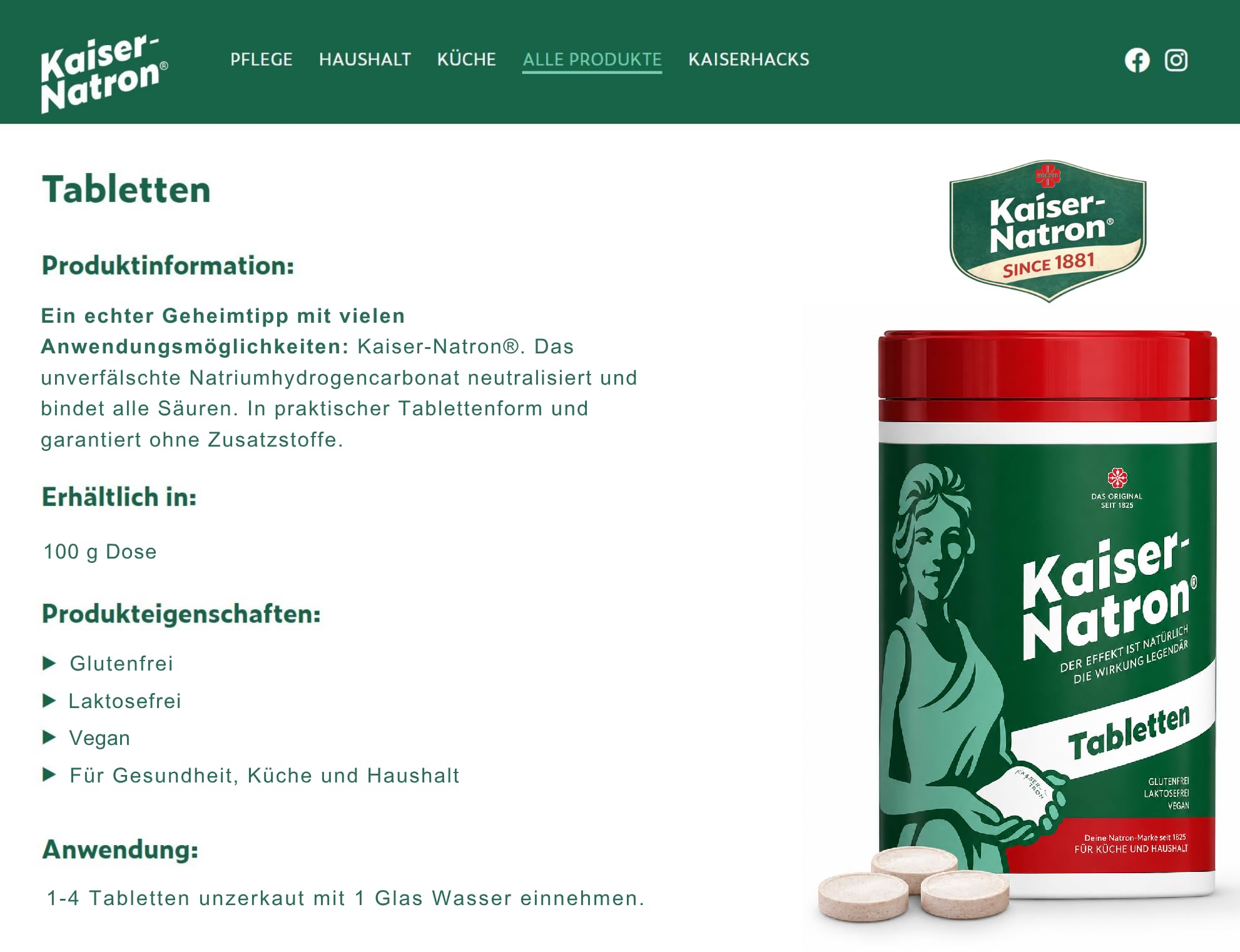 Holste Kaiser - Pastillas de natrón (3 unidades, 100 g)