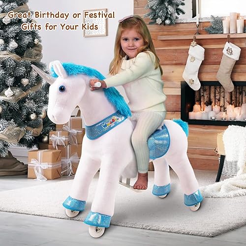 Miniatura 12 de WondeRides Caballo de juguete para pasear a caballo, tamaño M 4 para edades de 4 a 9 años (36 pulgadas de altura), unicornio mecánico con ruedas