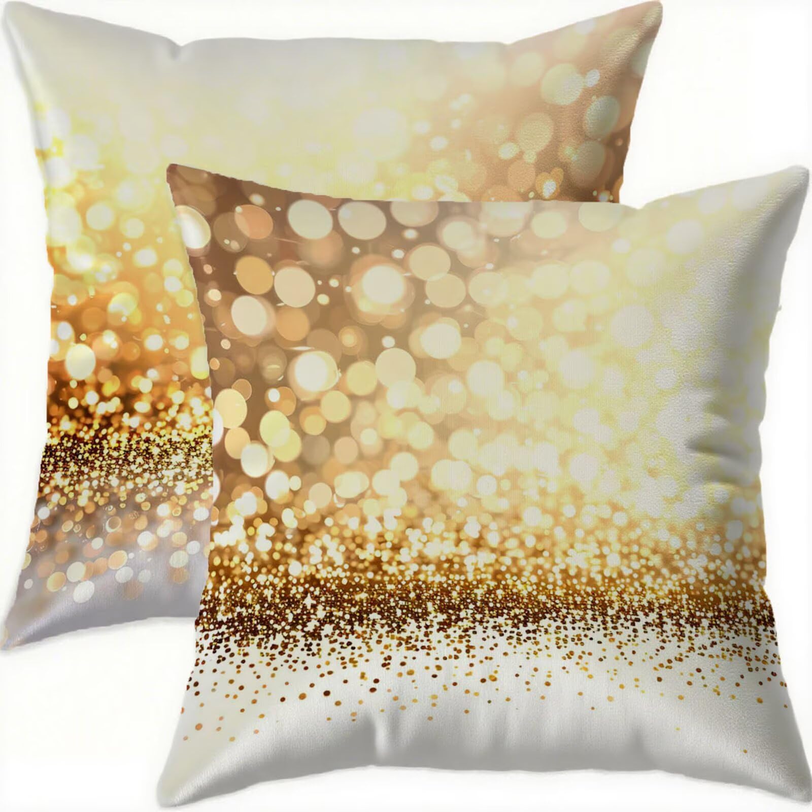 Housse coussin 80x80cm imperméable double face lot de 2 velours doré