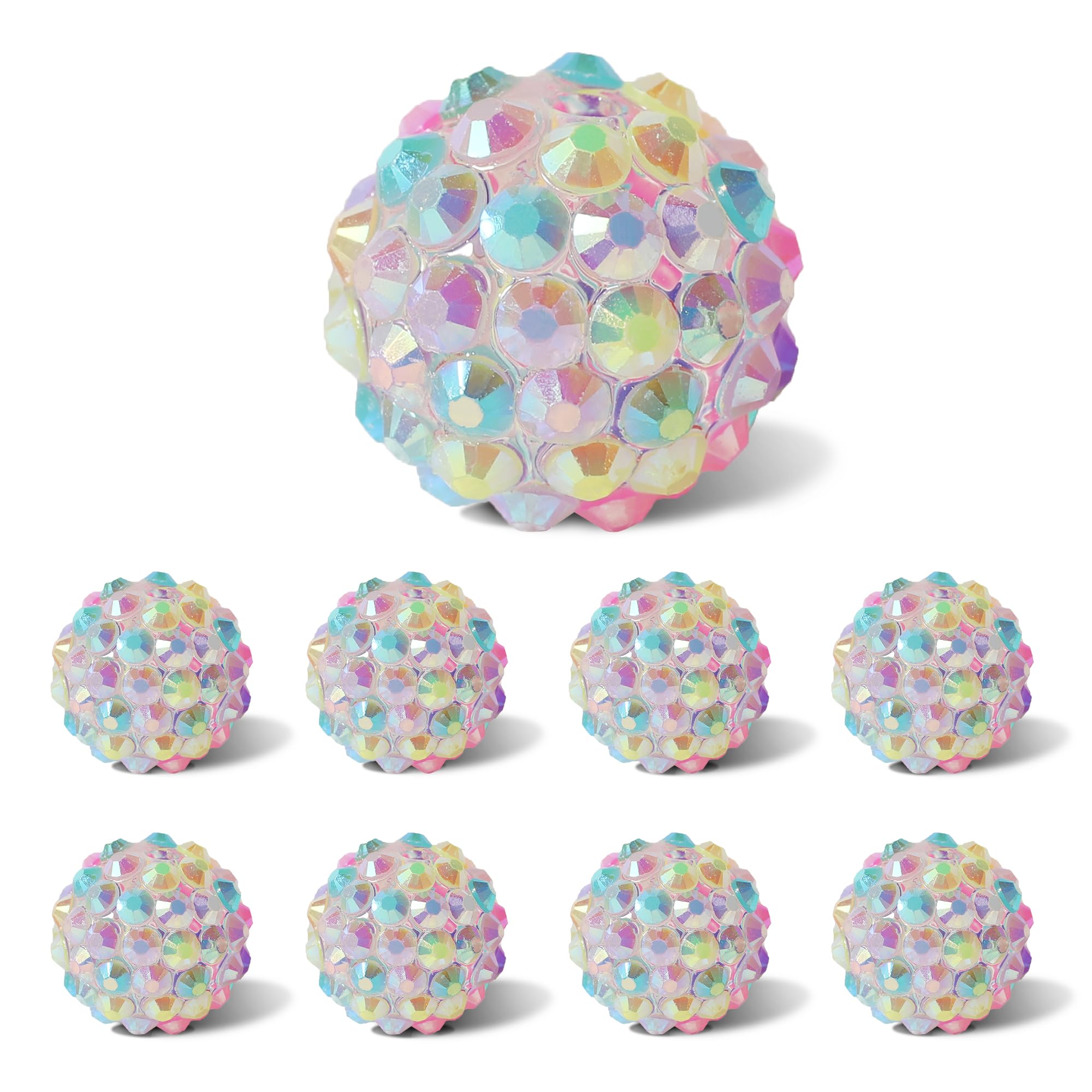 Perles en strass de 20 mm lot de 20 pièces multicolores pour création de bijoux DIY